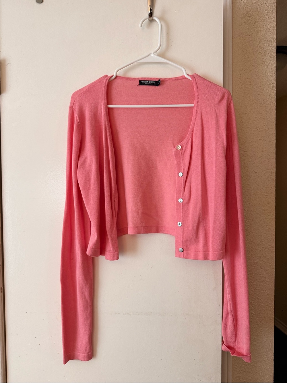 Urban Outfitters Pink Cropped Button-Front Cardigan